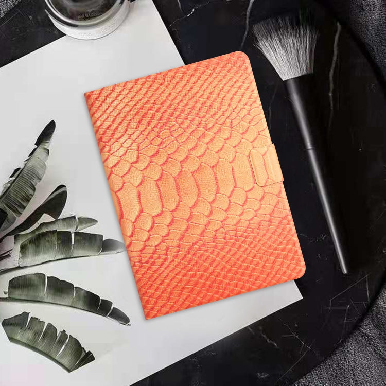 For Samsung Galaxy Tab A11+ / A9+ Solid Color Crocodile Texture Smart PU Tablet Case with Sleep / Wake-up Function(Orange) by buy2fix