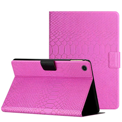 For Samsung Galaxy Tab A11+ / A9+ Solid Color Crocodile Texture Smart PU Tablet Case with Sleep / Wake-up Function(Rose Red) by buy2fix