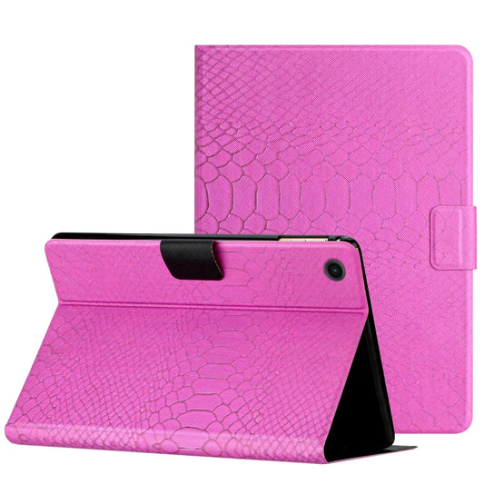 For Samsung Galaxy Tab A11+ / A9+ Solid Color Crocodile Texture Smart PU Tablet Case with Sleep / Wake-up Function(Rose Red) by buy2fix