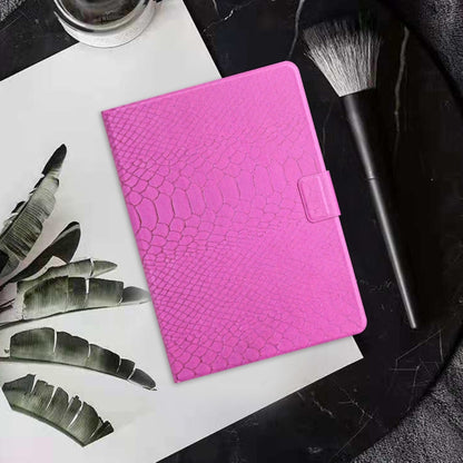 For Samsung Galaxy Tab A11+ / A9+ Solid Color Crocodile Texture Smart PU Tablet Case with Sleep / Wake-up Function(Rose Red) by buy2fix