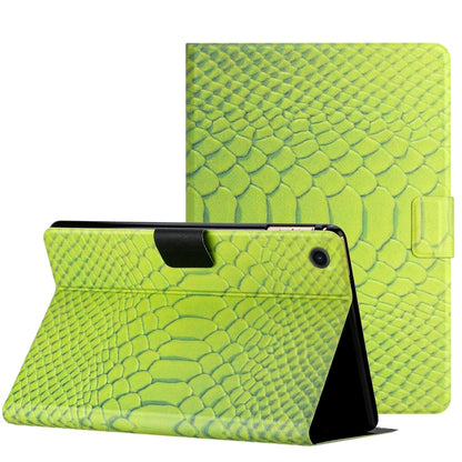 For Samsung Galaxy Tab A11 / A9 Solid Color Crocodile Texture Smart PU Tablet Case with Sleep / Wake-up Function(Green) by buy2fix