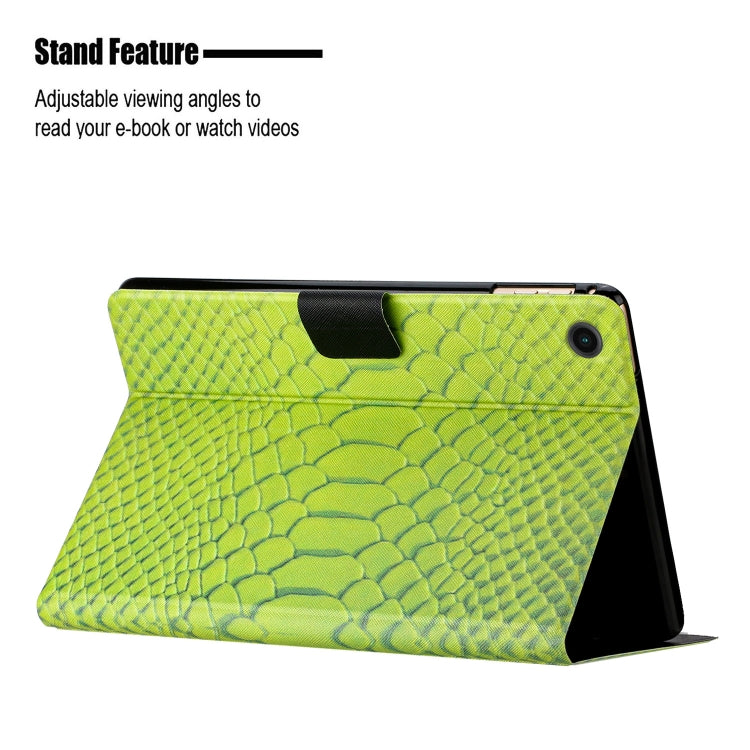 For Samsung Galaxy Tab A11 / A9 Solid Color Crocodile Texture Smart PU Tablet Case with Sleep / Wake-up Function(Green) by buy2fix