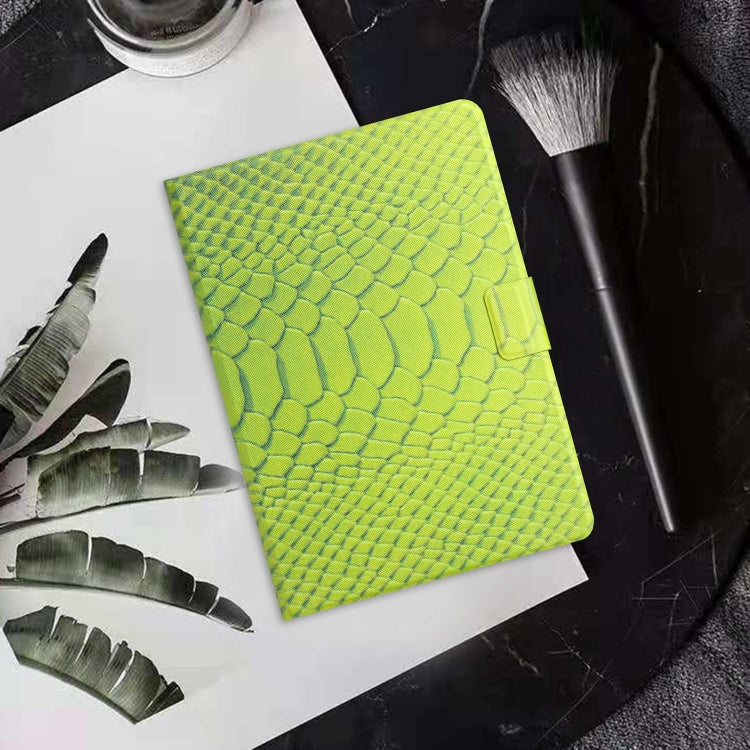 For Samsung Galaxy Tab A11 / A9 Solid Color Crocodile Texture Smart PU Tablet Case with Sleep / Wake-up Function(Green) by buy2fix