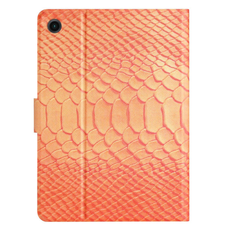 For Samsung Galaxy Tab A11 / A9 Solid Color Crocodile Texture Smart PU Tablet Case with Sleep / Wake-up Function(Orange) by buy2fix