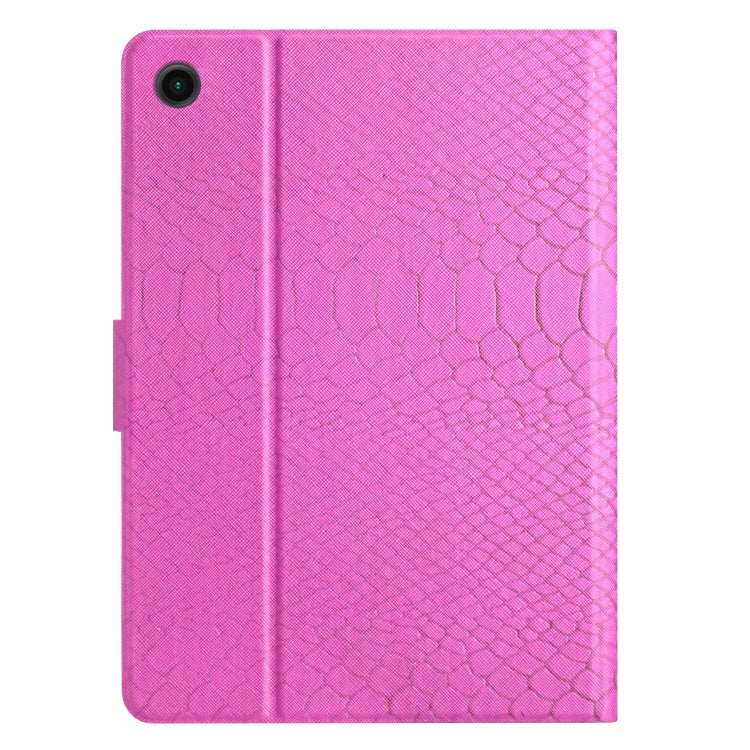 For Samsung Galaxy Tab A11 / A9 Solid Color Crocodile Texture Smart PU Tablet Case with Sleep / Wake-up Function(Rose Red) by buy2fix