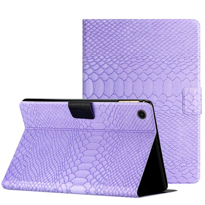 For Samsung Galaxy Tab A11 / A9 Solid Color Crocodile Texture Smart PU Tablet Case with Sleep / Wake-up Function(Purple) by buy2fix