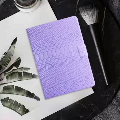 For Samsung Galaxy Tab A11 / A9 Solid Color Crocodile Texture Smart PU Tablet Case with Sleep / Wake-up Function(Purple) by buy2fix