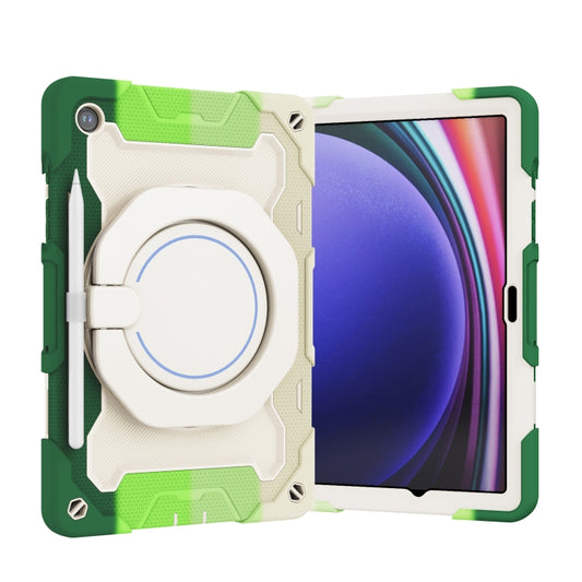 For Samsung Galaxy Tab A9+ Armor Portable Rotating Ring Holder Silicone Tablet Case(Colorful Green) - Galaxy Tab S9 Cases by buy2fix | Online Shopping UK | buy2fix
