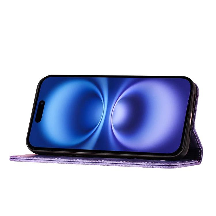For iPhone Air Butterfly Cat Embossing Flip Leather Phone Case(Purple) - iPhone Air Cases by buy2fix | Online Shopping UK | buy2fix