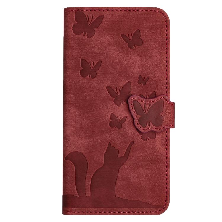 For iPhone Air Butterfly Cat Embossing Flip Leather Phone Case(Red) - iPhone Air Cases by buy2fix | Online Shopping UK | buy2fix