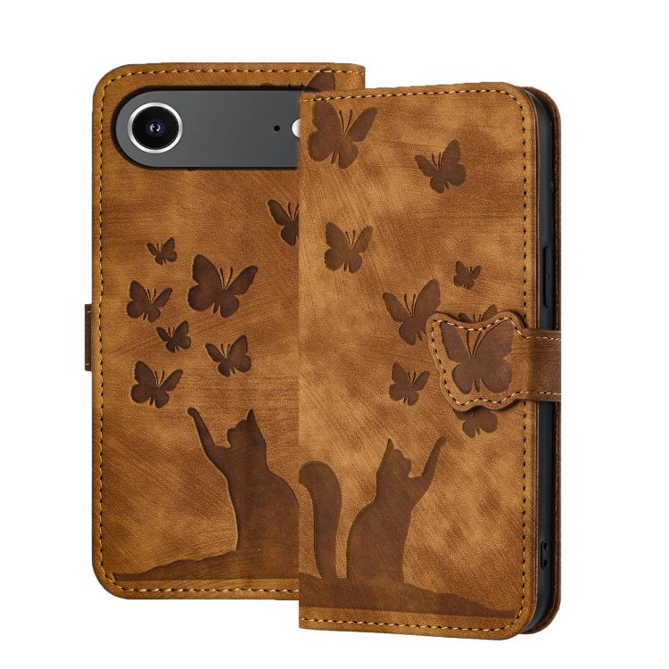 For iPhone Air Butterfly Cat Embossing Flip Leather Phone Case(Brown) - iPhone Air Cases by buy2fix | Online Shopping UK | buy2fix