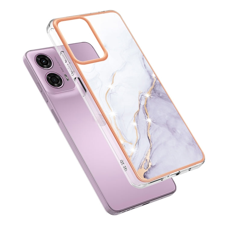 For Motorola Moto G24 4G / G04 4G Electroplating Marble Dual-side IMD Phone Case(White 006) - Motorola Cases by buy2fix | Online Shopping UK | buy2fix