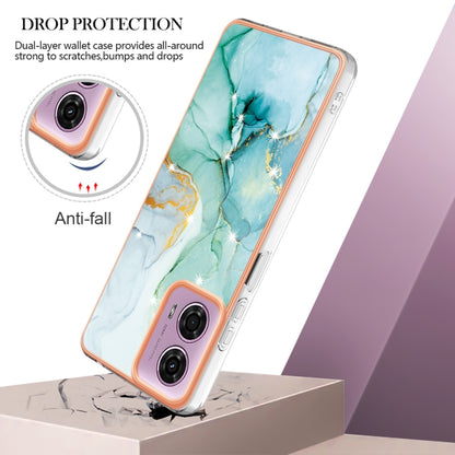 For Motorola Moto G24 4G / G04 4G Electroplating Marble Dual-side IMD Phone Case(Green 003) - Motorola Cases by buy2fix | Online Shopping UK | buy2fix