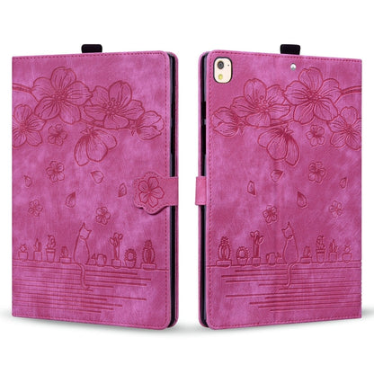 For iPad 10.2 2021 / 10.5 2019 Cartoon Sakura Cat Embossed Smart Leather Tablet Case(Rose Red) - iPad 10.2 Cases by buy2fix | Online Shopping UK | buy2fix