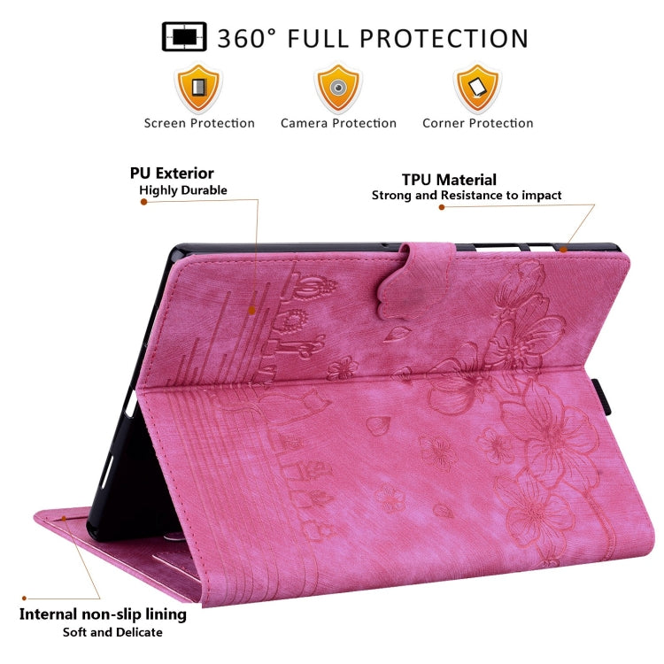For iPad 10.2 2021 / 10.5 2019 Cartoon Sakura Cat Embossed Smart Leather Tablet Case(Rose Red) - iPad 10.2 Cases by buy2fix | Online Shopping UK | buy2fix