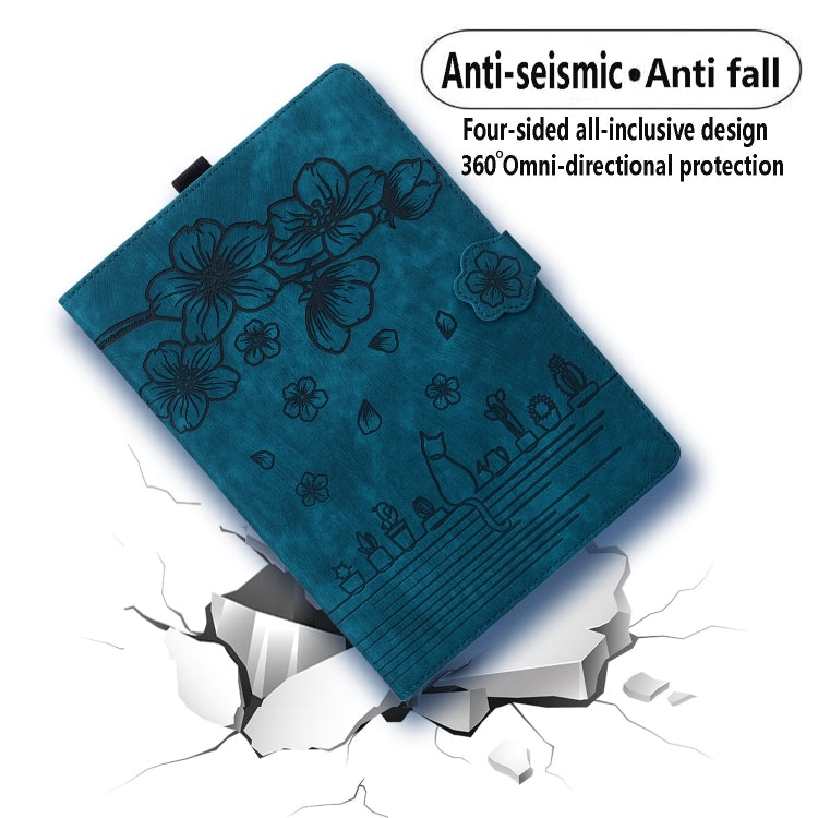 For iPad 10.2 2021 / 10.5 2019 Cartoon Sakura Cat Embossed Smart Leather Tablet Case(Blue) - iPad 10.2 Cases by buy2fix | Online Shopping UK | buy2fix