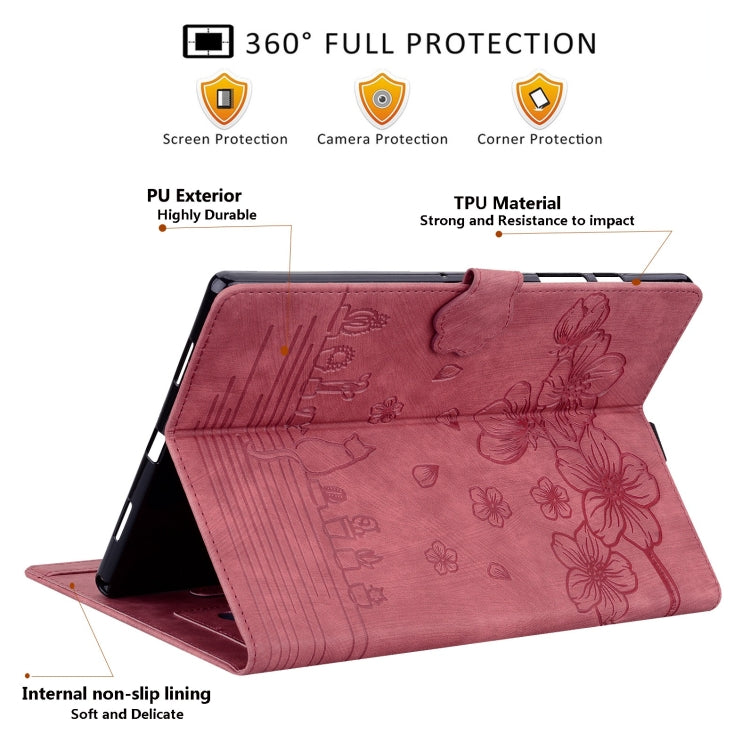 For iPad Pro 9.7 / 9.7 2018 / 2017 Cartoon Sakura Cat Embossed Smart Leather Tablet Case(Red) - iPad Pro 9.7 inch Cases by buy2fix | Online Shopping UK | buy2fix