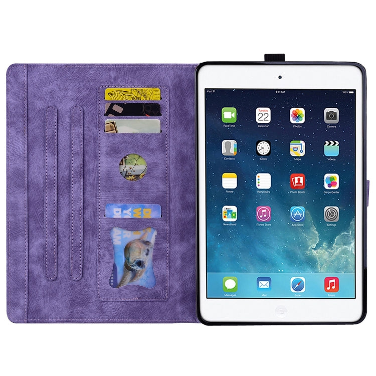 For iPad Pro 9.7 / 9.7 2018 / 2017 Cartoon Sakura Cat Embossed Smart Leather Tablet Case(Purple) - iPad Pro 9.7 inch Cases by buy2fix | Online Shopping UK | buy2fix