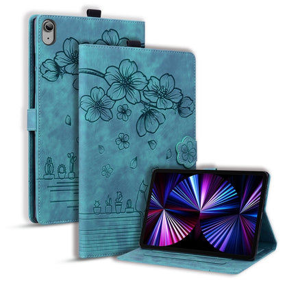For iPad 2025 / 2022 Cartoon Sakura Cat Embossed Smart Leather Tablet Case(Green) - iPad 2025 / 2022 Cases by buy2fix | Online Shopping UK | buy2fix