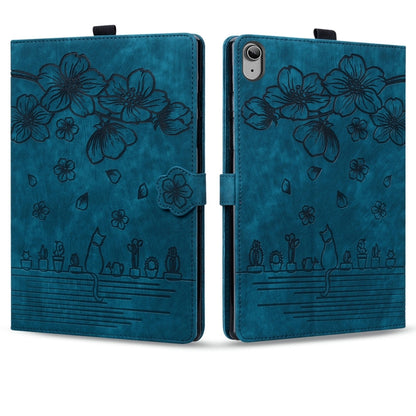 For iPad 2025 / 2022 Cartoon Sakura Cat Embossed Smart Leather Tablet Case(Blue) - iPad 2025 / 2022 Cases by buy2fix | Online Shopping UK | buy2fix