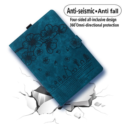 For iPad 2025 / 2022 Cartoon Sakura Cat Embossed Smart Leather Tablet Case(Blue) - iPad 2025 / 2022 Cases by buy2fix | Online Shopping UK | buy2fix