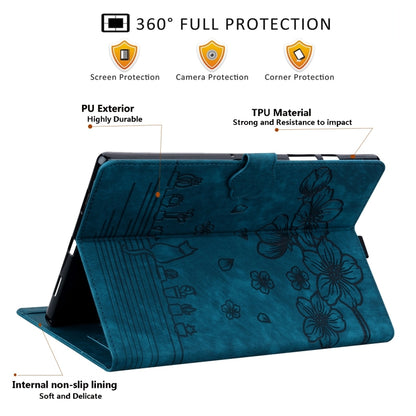For iPad 2025 / 2022 Cartoon Sakura Cat Embossed Smart Leather Tablet Case(Blue) - iPad 2025 / 2022 Cases by buy2fix | Online Shopping UK | buy2fix