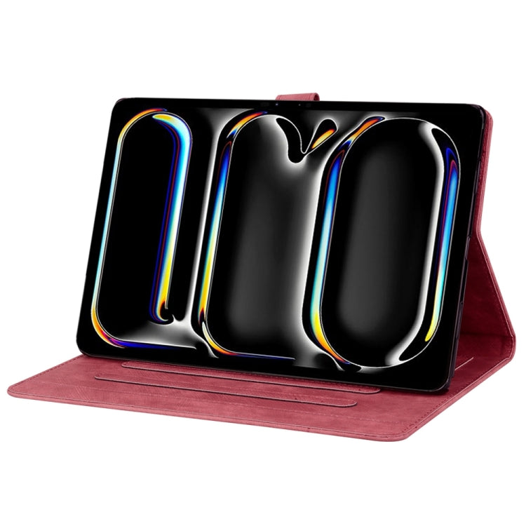 For iPad Pro 11 2025 / 2024 Cartoon Sakura Cat Embossed Smart Leather Tablet Case(Red) by buy2fix