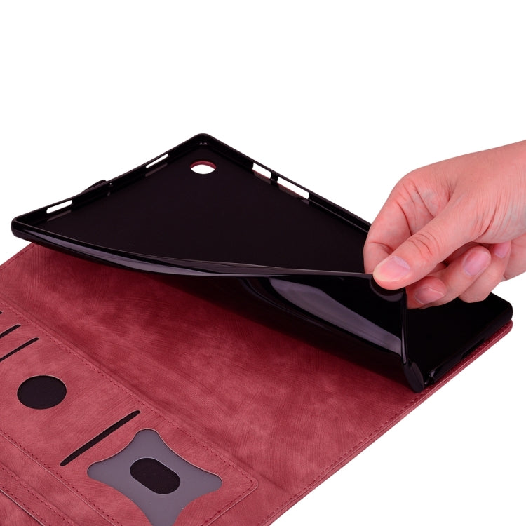 For iPad Pro 11 2025 / 2024 Cartoon Sakura Cat Embossed Smart Leather Tablet Case(Red) by buy2fix