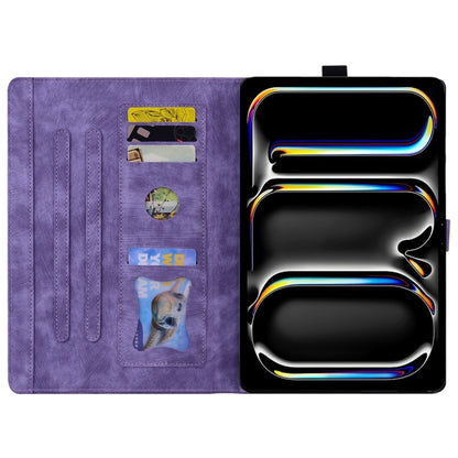 For iPad Pro 11 2025 / 2024 Cartoon Sakura Cat Embossed Smart Leather Tablet Case(Purple) by buy2fix