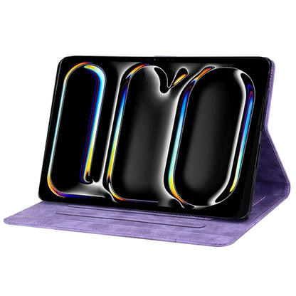 For iPad Pro 11 2025 / 2024 Cartoon Sakura Cat Embossed Smart Leather Tablet Case(Purple) by buy2fix