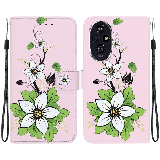 For Honor 200 Crystal Texture Colored Drawing Leather Phone Case(Lily)