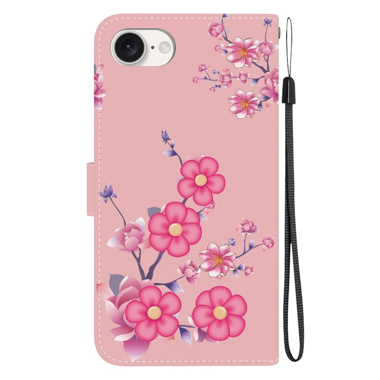 For iPhone SE 2024 Crystal Texture Colored Drawing Leather Phone Case(Cherry Blossoms) - More iPhone Cases by buy2fix | Online Shopping UK | buy2fix