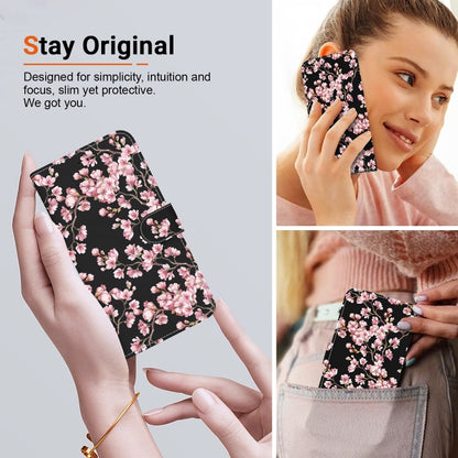 For iPhone 16 Plus Crystal Texture Colored Drawing Leather Phone Case(Plum Bossom) - iPhone 16 Plus Cases by buy2fix | Online Shopping UK | buy2fix