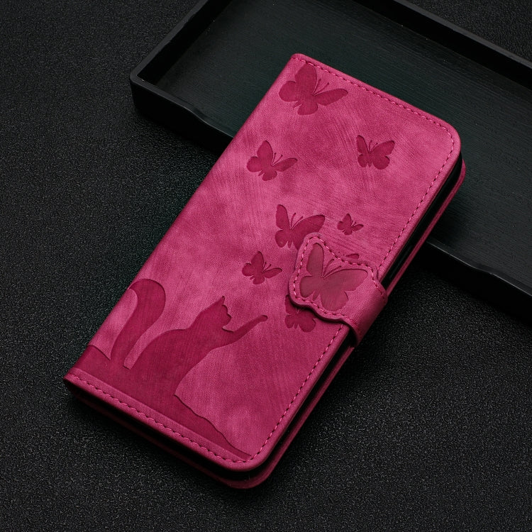 For Xiaomi Redmi 13C / POCO C65 Butterfly Cat Embossing Flip Leather Phone Case(Red) - 13C Cases by buy2fix | Online Shopping UK | buy2fix