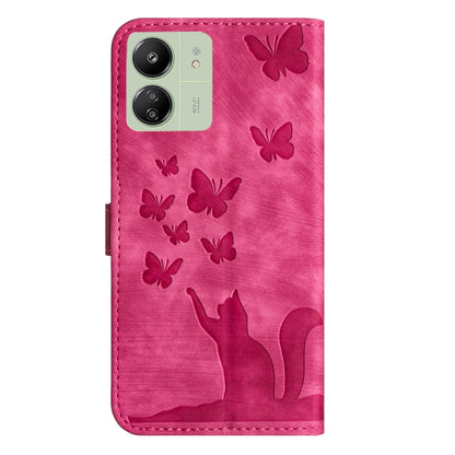 For Xiaomi Redmi 13C / POCO C65 Butterfly Cat Embossing Flip Leather Phone Case(Red) - 13C Cases by buy2fix | Online Shopping UK | buy2fix