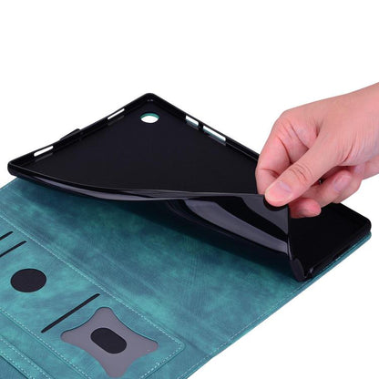 For Samsung Galaxy Tab S10 FE+ Cartoon Sakura Cat Embossed Leather Tablet Case(Green) - Galaxy Tab S10 FE+ by buy2fix | Online Shopping UK | buy2fix