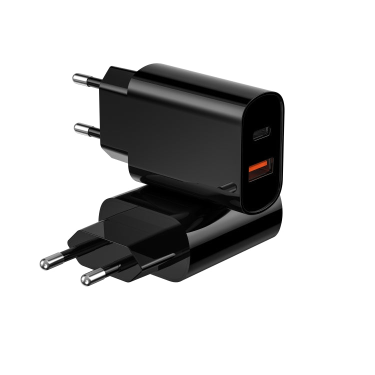 WIWU Wi-U002 Quick Series PD 20W + QC3.0 18W USB Dual Port Travel Fast Charger, EU Plug(Black) - USB Charger by WIWU | Online Shopping UK | buy2fix