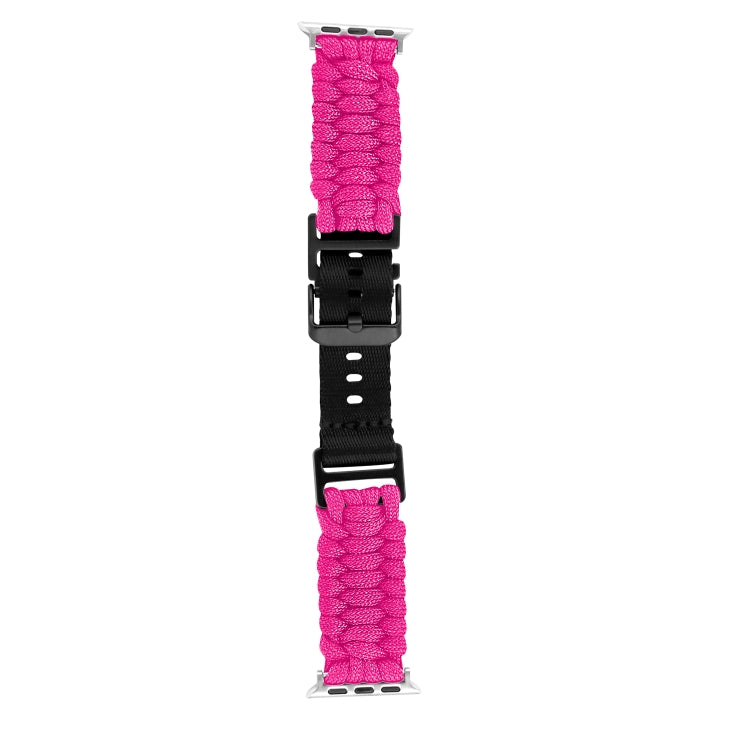 For Apple Watch Ultra 2 49mm Paracord Plain Braided Webbing Buckle Watch Band(Rose Red) by buy2fix