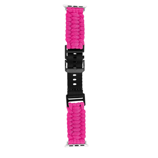 For Apple Watch Ultra 2 49mm Paracord Plain Braided Webbing Buckle Watch Band(Rose Red) by buy2fix