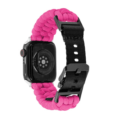 For Apple Watch Ultra 2 49mm Paracord Plain Braided Webbing Buckle Watch Band(Rose Red) by buy2fix