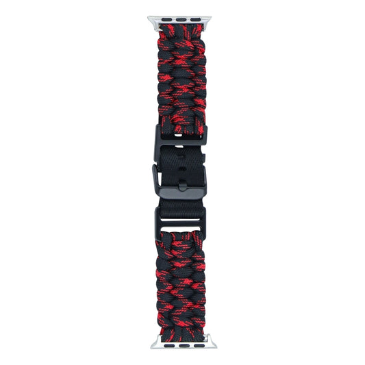 For Apple Watch Ultra 2 49mm Paracord Plain Braided Webbing Buckle Watch Band(Black Red) by buy2fix