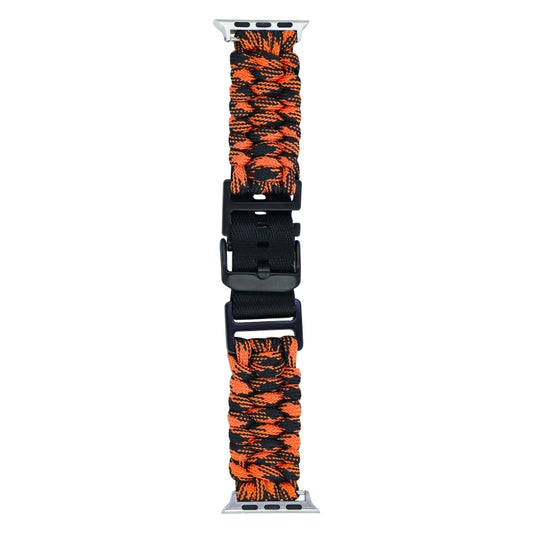 For Apple Watch Ultra 2 49mm Paracord Plain Braided Webbing Buckle Watch Band(Black Orange) by buy2fix