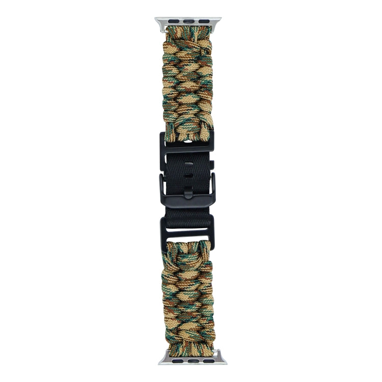 For Apple Watch Ultra 2 49mm Paracord Plain Braided Webbing Buckle Watch Band(Army Green Camouflage) - Watch Bands by buy2fix | Online Shopping UK | buy2fix