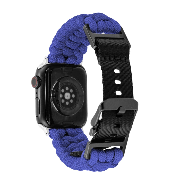 For Apple Watch Ultra 49mm Paracord Plain Braided Webbing Buckle Watch Band(Blue) - Watch Bands by buy2fix | Online Shopping UK | buy2fix