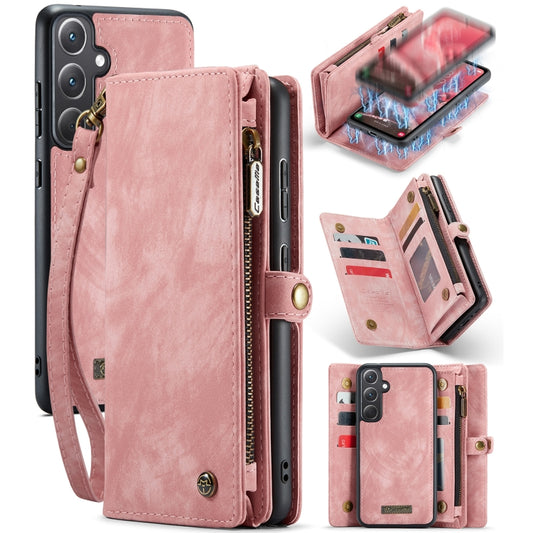 For Samsung Galaxy A35 5G CaseMe 008 Multifunctional Zipper Wallet Leather Phone Case with Lanyard(Pink) by CaseMe