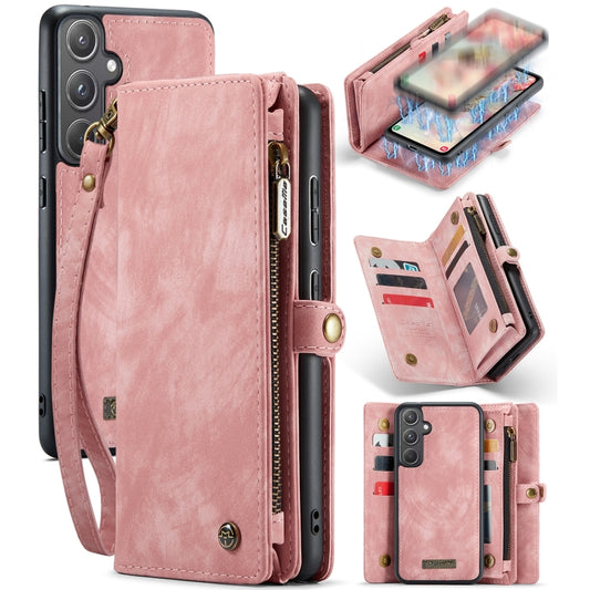For Samsung Galaxy A55 5G CaseMe 008 Multifunctional Zipper Wallet Leather Phone Case with Lanyard(Pink) by CaseMe