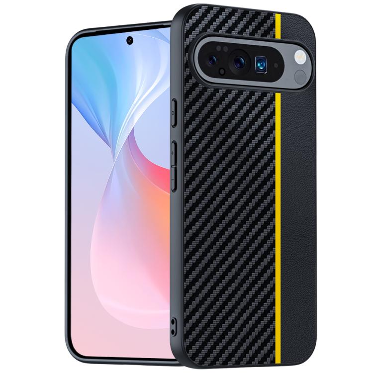 For Google Pixel 10 / 10 Pro Ultra-thin Carbon Fiber Texture Printing Phone Case(Black Yellow) - Google Cases by buy2fix | Online Shopping UK | buy2fix