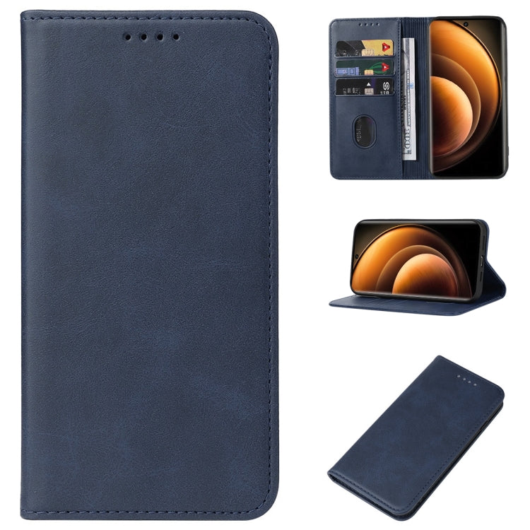 For vivo X100 Magnetic Closure Leather Phone Case(Blue) - X100 Cases by buy2fix | Online Shopping UK | buy2fix