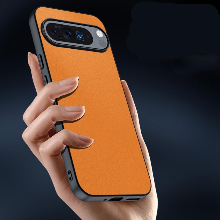 For Google Pixel 10 / 10 Pro Ultra-thin Plain Skin Leather Phone Case(Orange) - Google Cases by buy2fix | Online Shopping UK | buy2fix