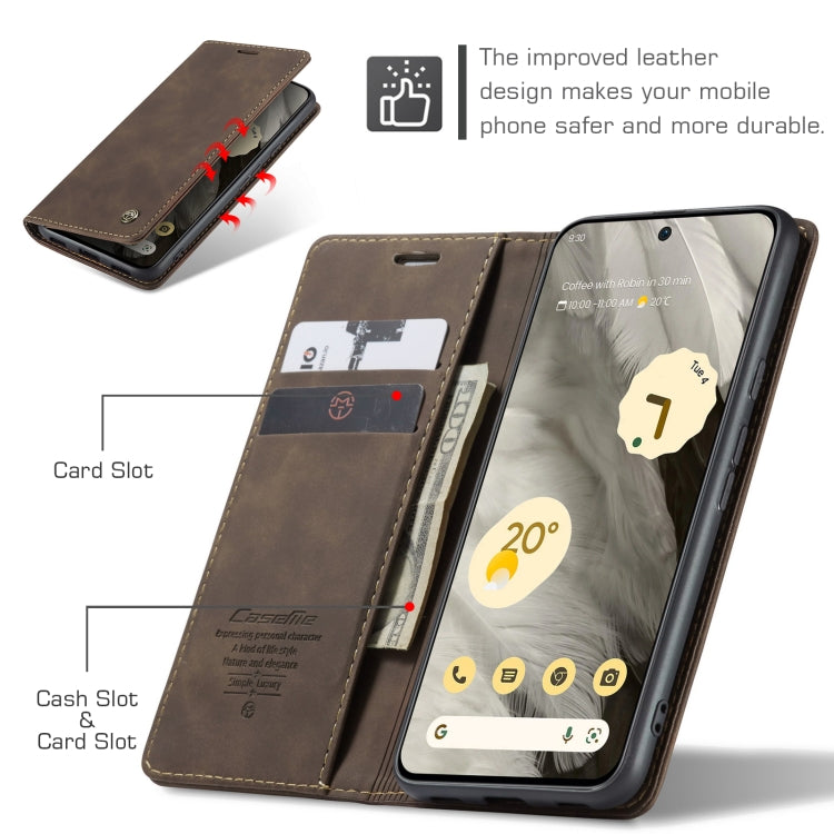 For Google Pixel 8 CaseMe 013 Multifunctional Horizontal Flip Leather Phone Case(Coffee) by CaseMe